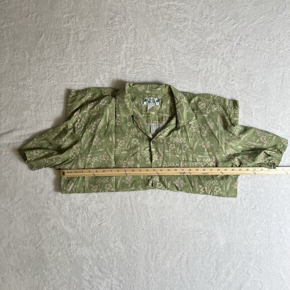 Two Palms Men's Hawaiian Shirt Size XL Green White Floral Laid Back Aloha Spirit - Picture 7 of 7